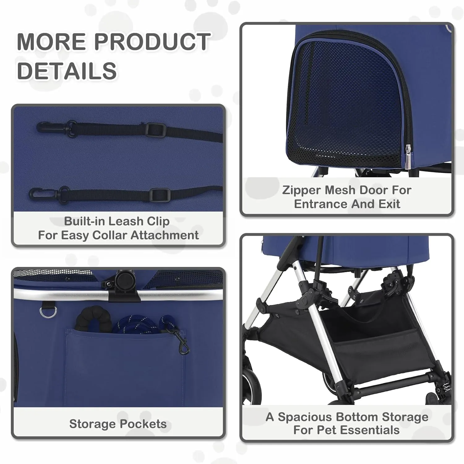 MoNiBloom Pet Stroller for Small/Medium Dogs w/Detachable Carrier & Lightweight Aluminum Frame, Folding Jogging Travel Stroller