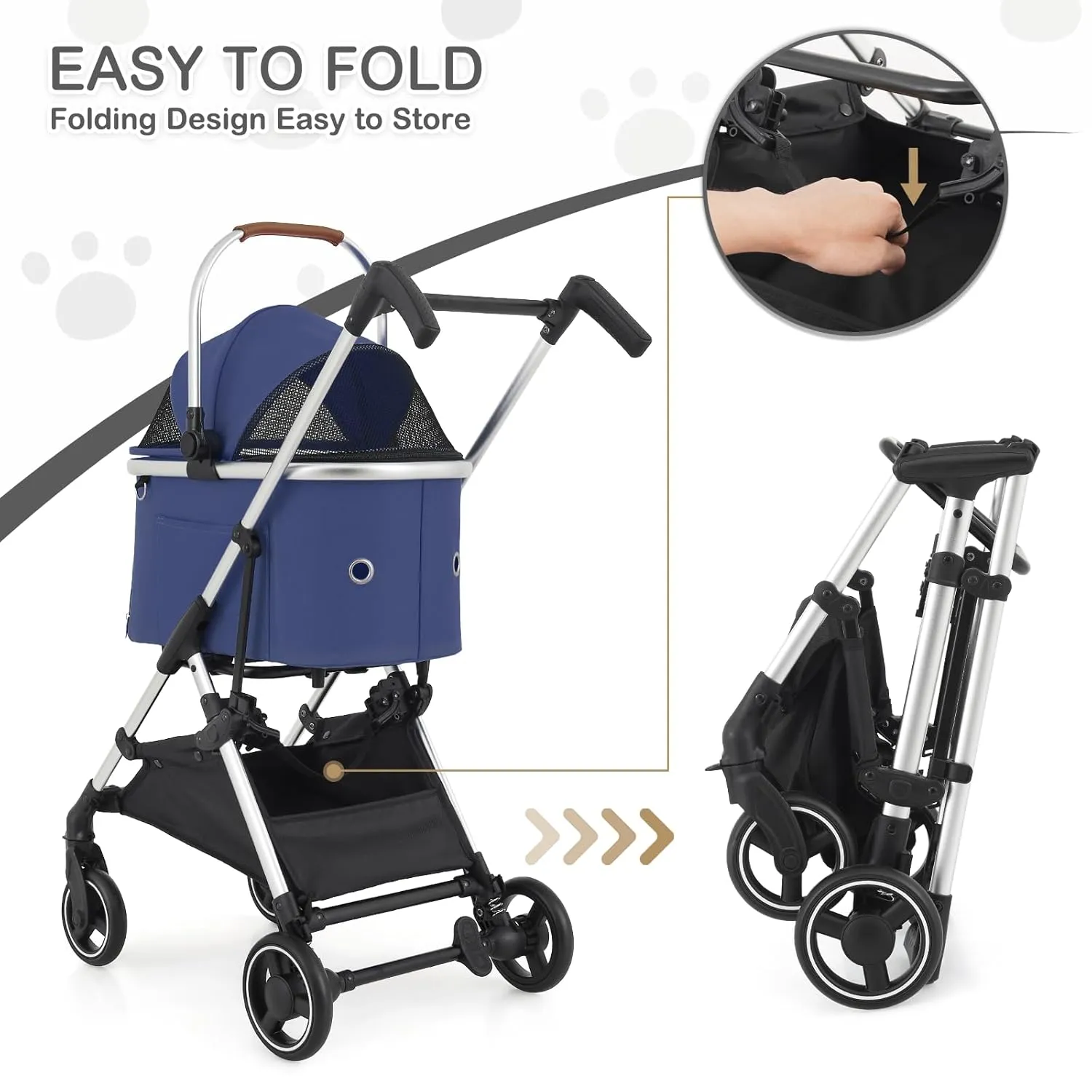 MoNiBloom Pet Stroller for Small/Medium Dogs w/Detachable Carrier & Lightweight Aluminum Frame, Folding Jogging Travel Stroller