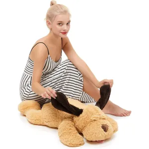 MorisMos Giant Dog Stuffed Plush Toy, Brown/White/Pink