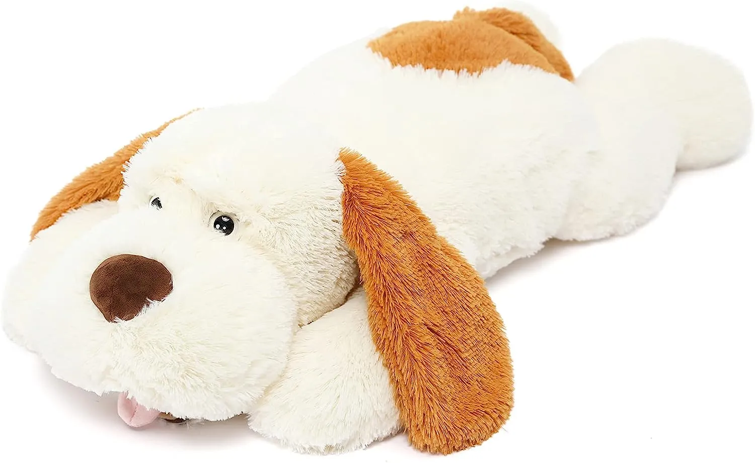 MorisMos Giant Dog Stuffed Plush Toy, Brown/White/Pink