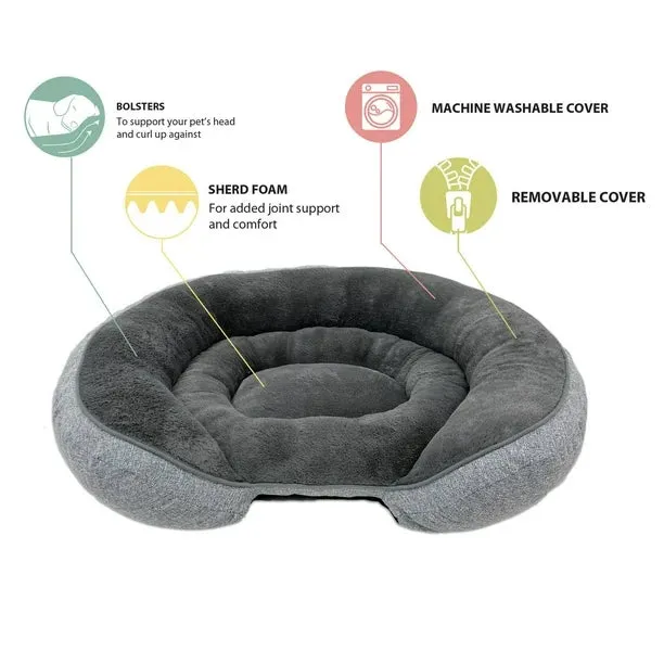 New Vibrant Life 38in Orthopedic Oval Lounger Dog Bed in Grey! Retails $70 