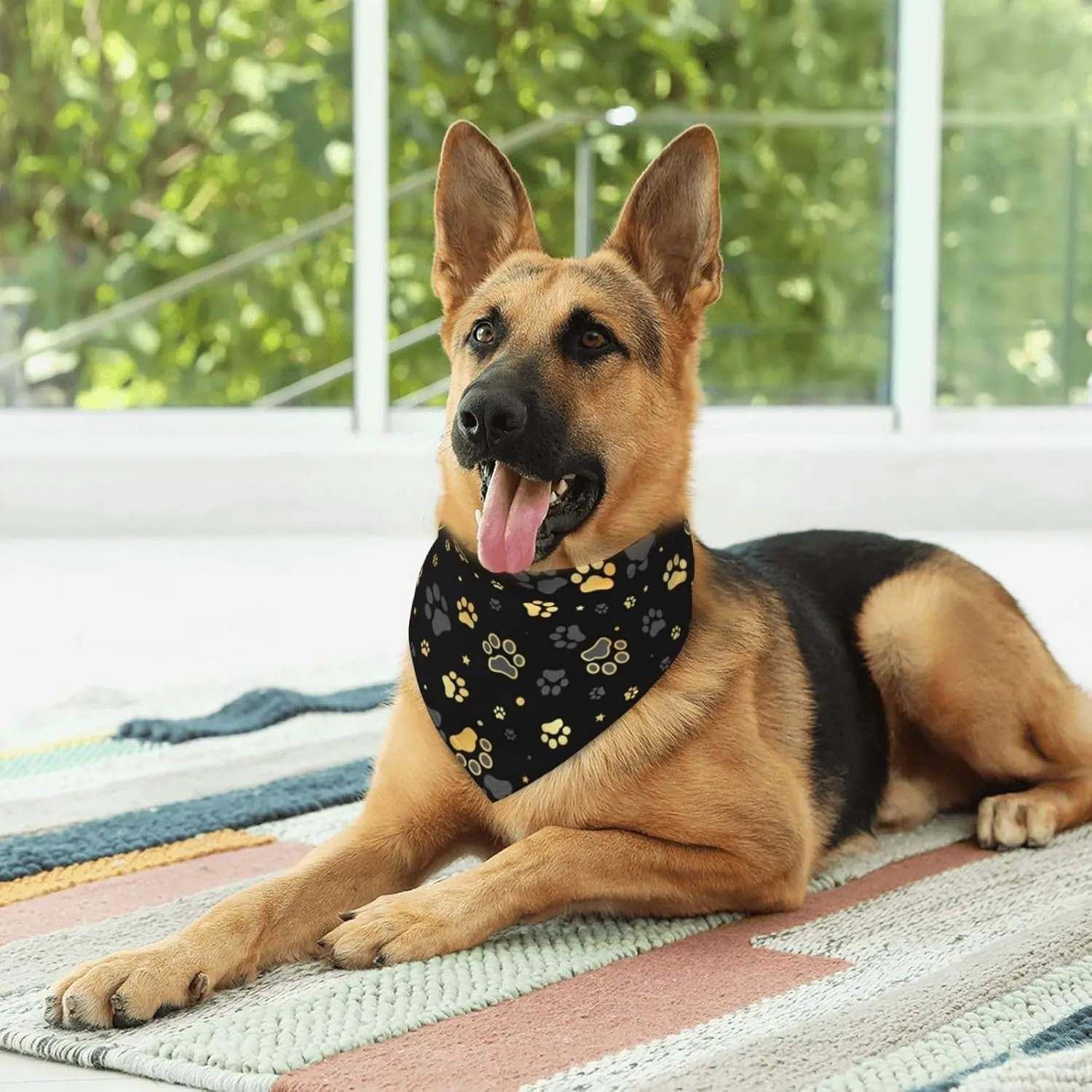 Puppy Paw Dog Paw Print Grey Gold Dog Bandana Scarf Triangle Bibs Pet Accessories Cat Kerchief