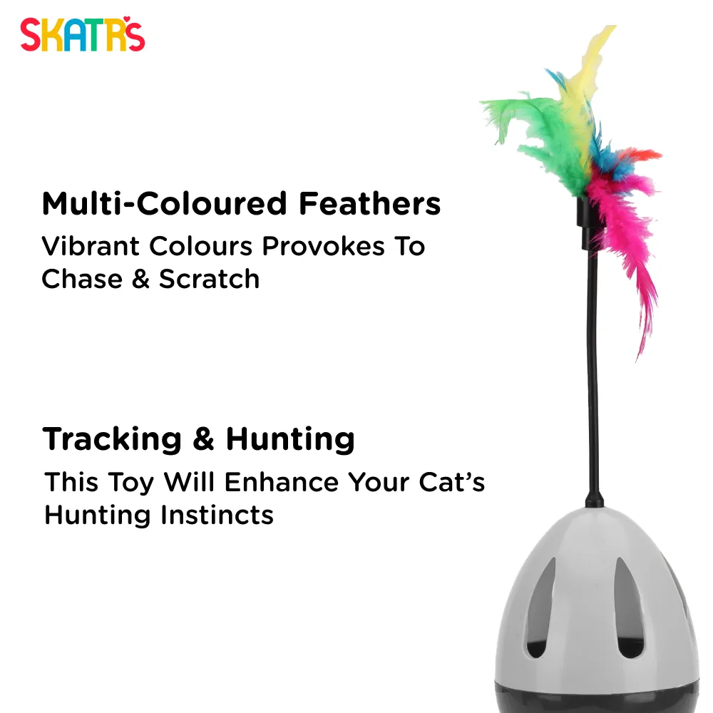 Skatrs Feather Interactive Tumbler Toy for Cats (Grey)