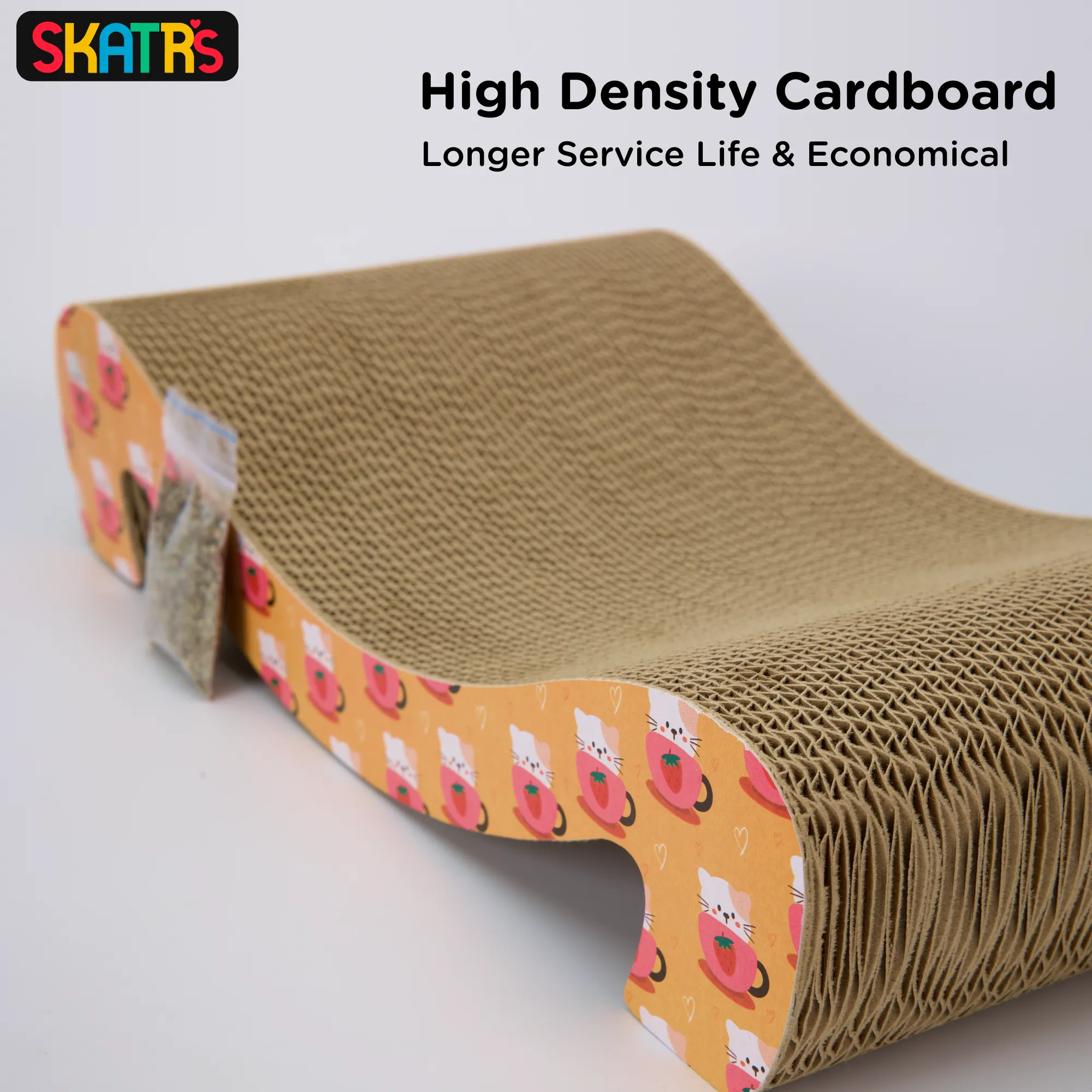 Skatrs Scratch to Purrfection Cat Scratcher with 2g Premium Catnip Free