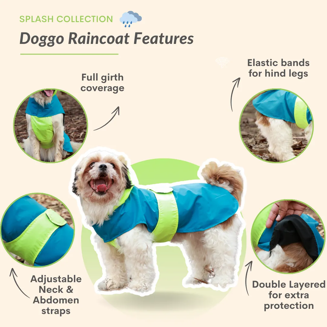 Splash Waterproof Dog Raincoat Neon-Blue