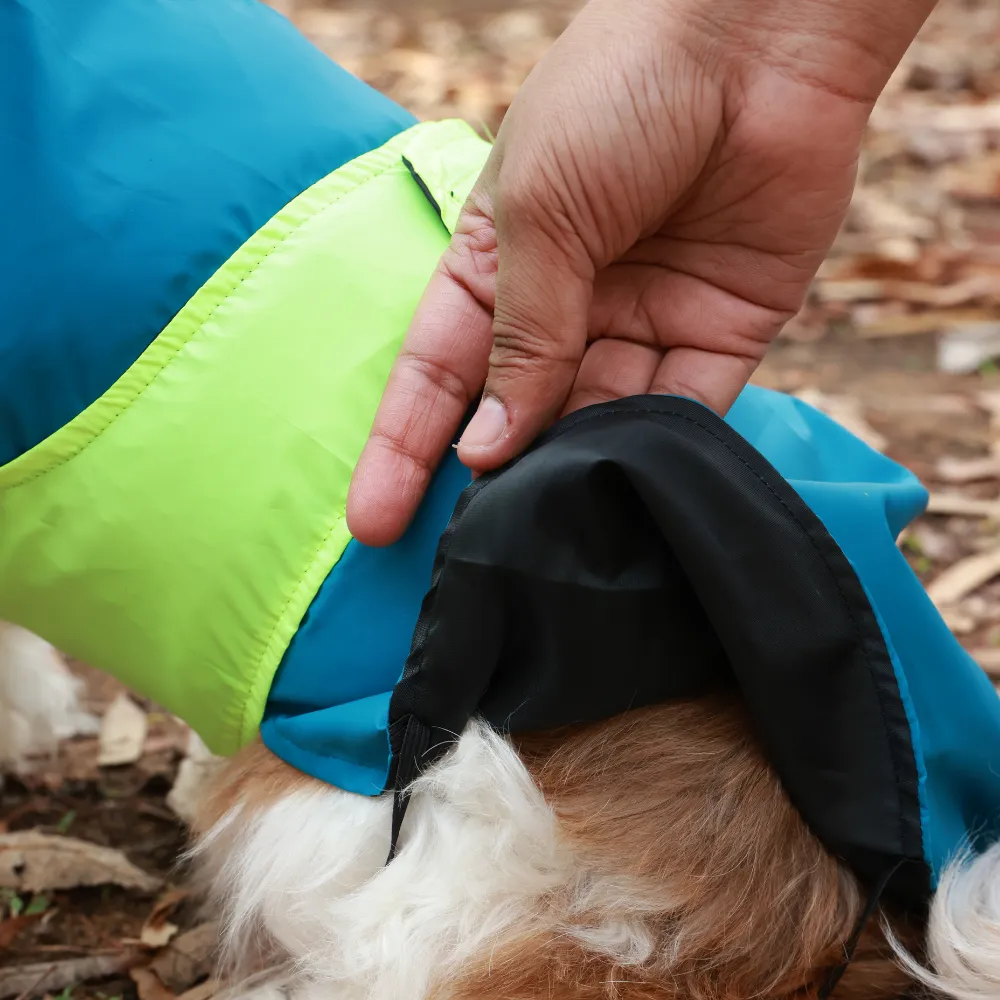 Splash Waterproof Dog Raincoat Neon-Blue