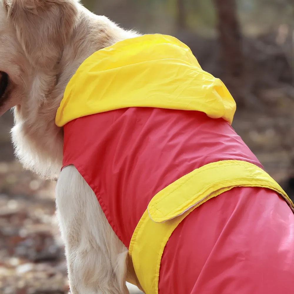 Splash Waterproof Dog Raincoat Red-Yellow