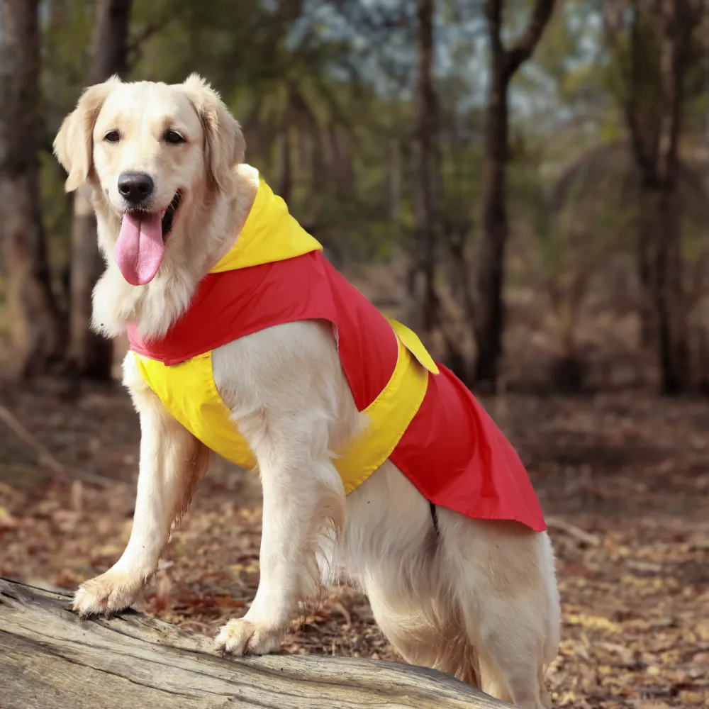 Splash Waterproof Dog Raincoat Red-Yellow