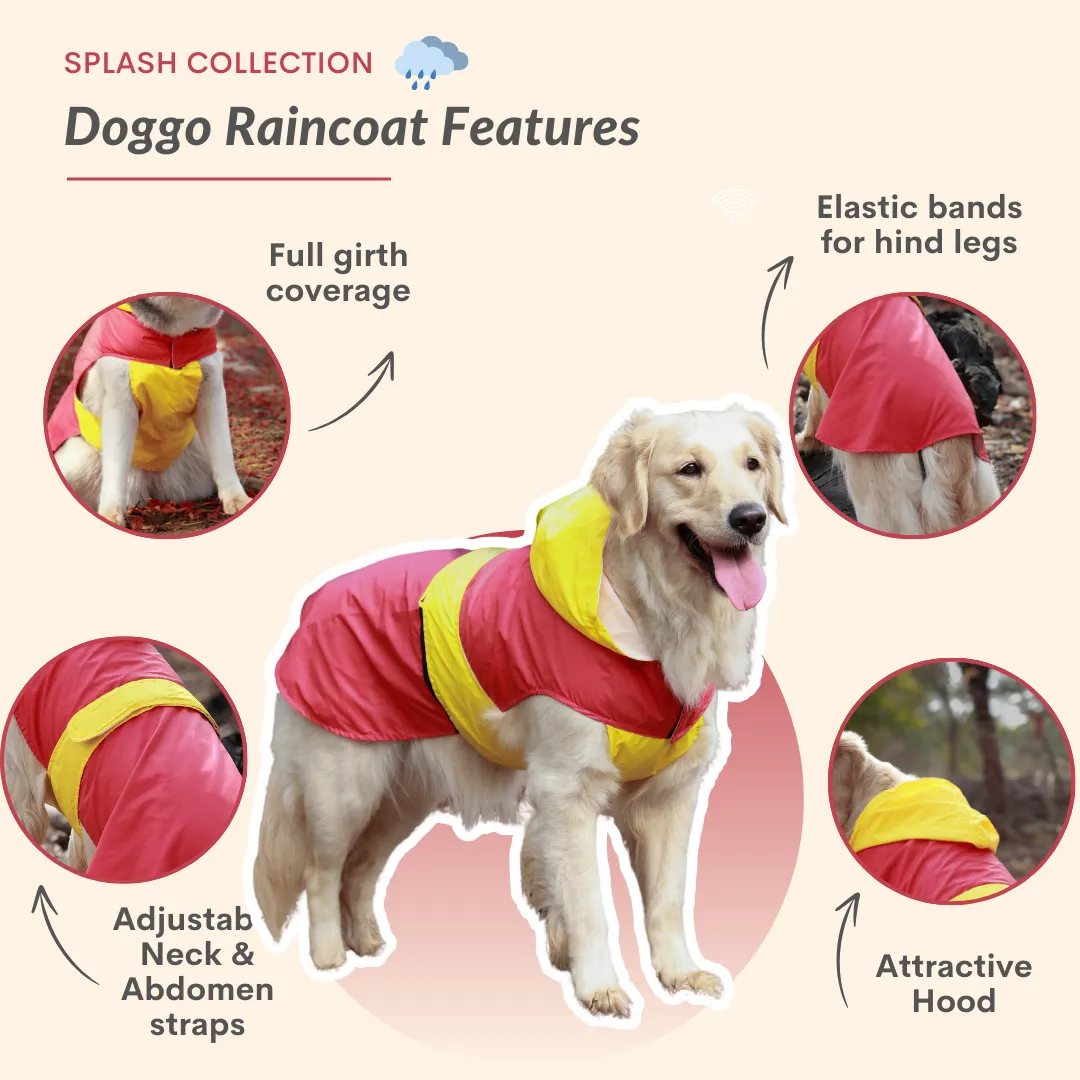 Splash Waterproof Dog Raincoat Red-Yellow