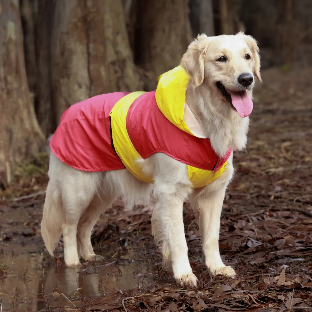 Splash Waterproof Dog Raincoat Red-Yellow