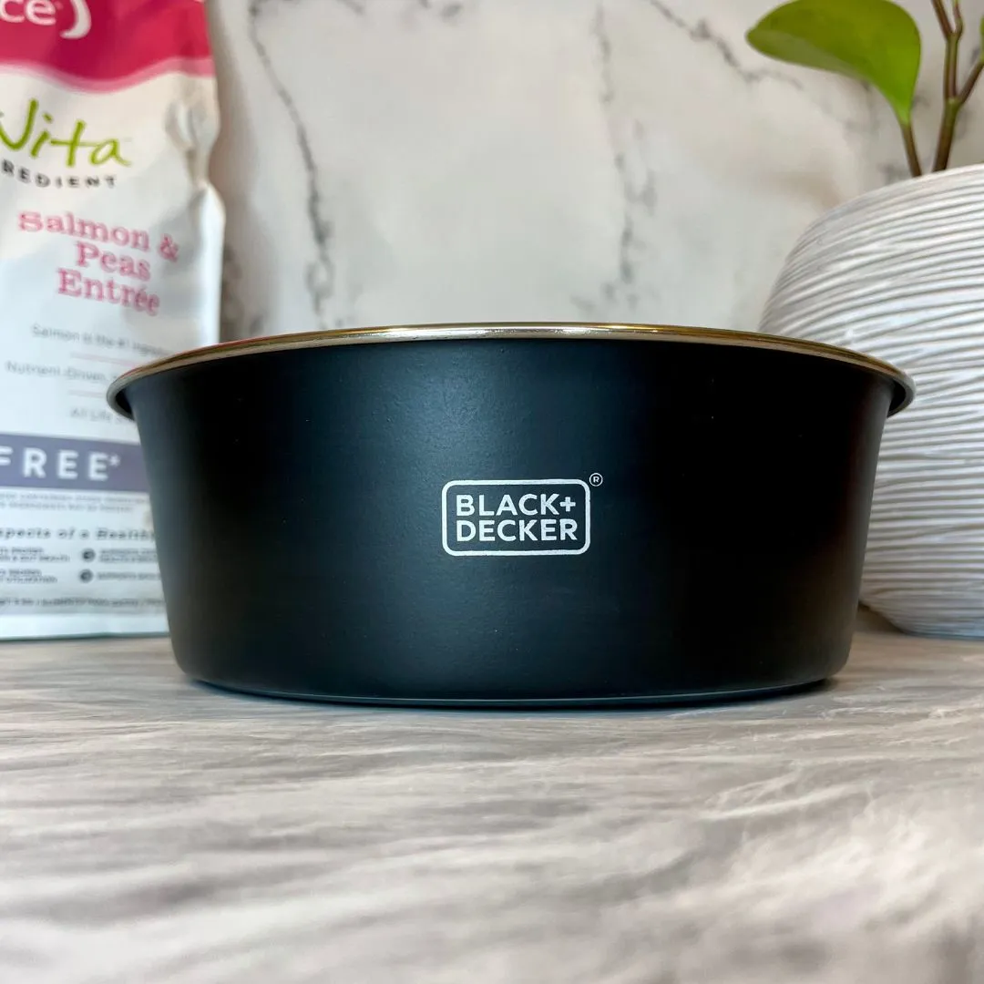 Stainless Steel Non-Skid Pet Feeding Chalk Bowl - Black