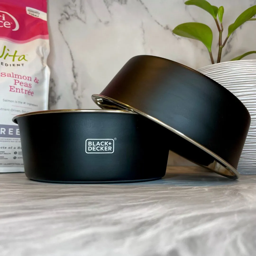 Stainless Steel Non-Skid Pet Feeding Chalk Bowl - Black