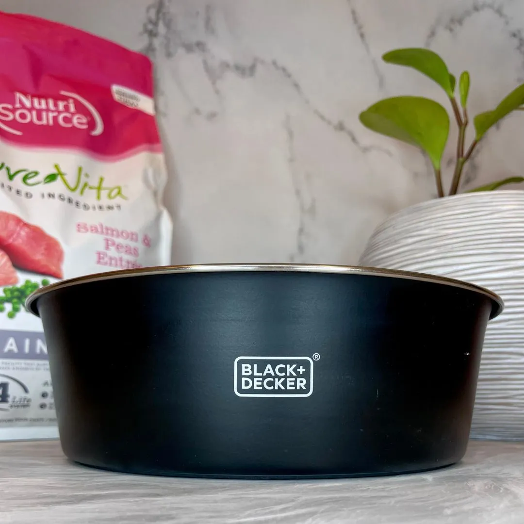 Stainless Steel Non-Skid Pet Feeding Chalk Bowl - Black