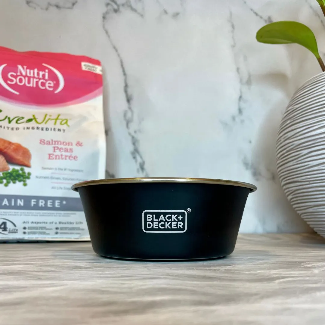 Stainless Steel Non-Skid Pet Feeding Chalk Bowl - Black