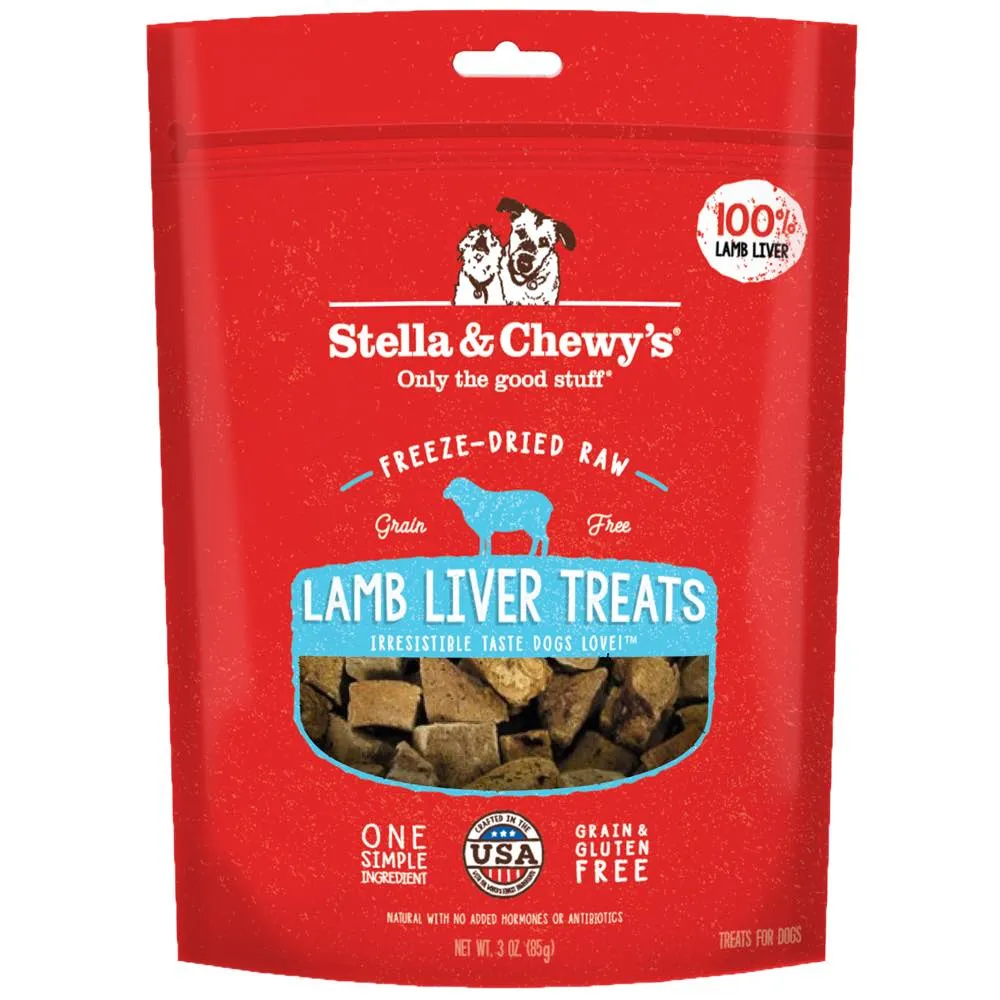 Stella & Chewy’s Lamb Liver Single Ingredient Grain-Free Freeze-Dried Dog Treats 3oz (Exp 30 Mar 25)