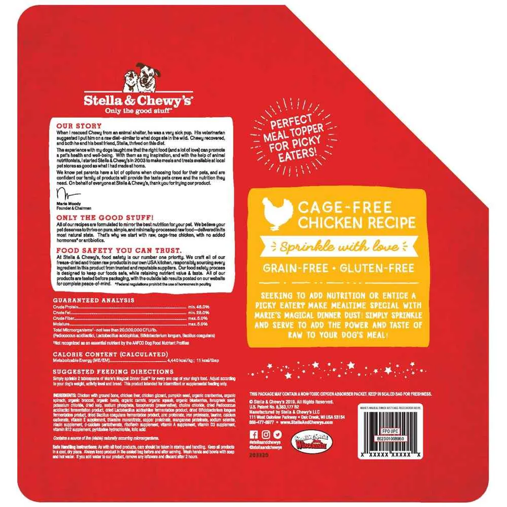 Stella & Chewy’s Marie’s Magical Dinner Dust Chicken Freeze-Dried Dog Food Topper 7oz (Exp Apr25)