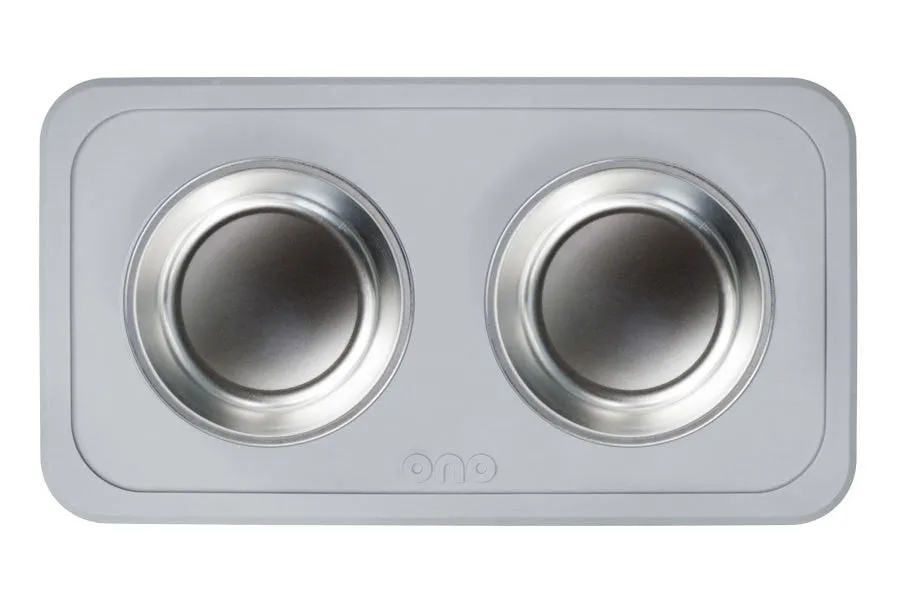 The Good Bowl Double Pet Feeder - Cool Gray