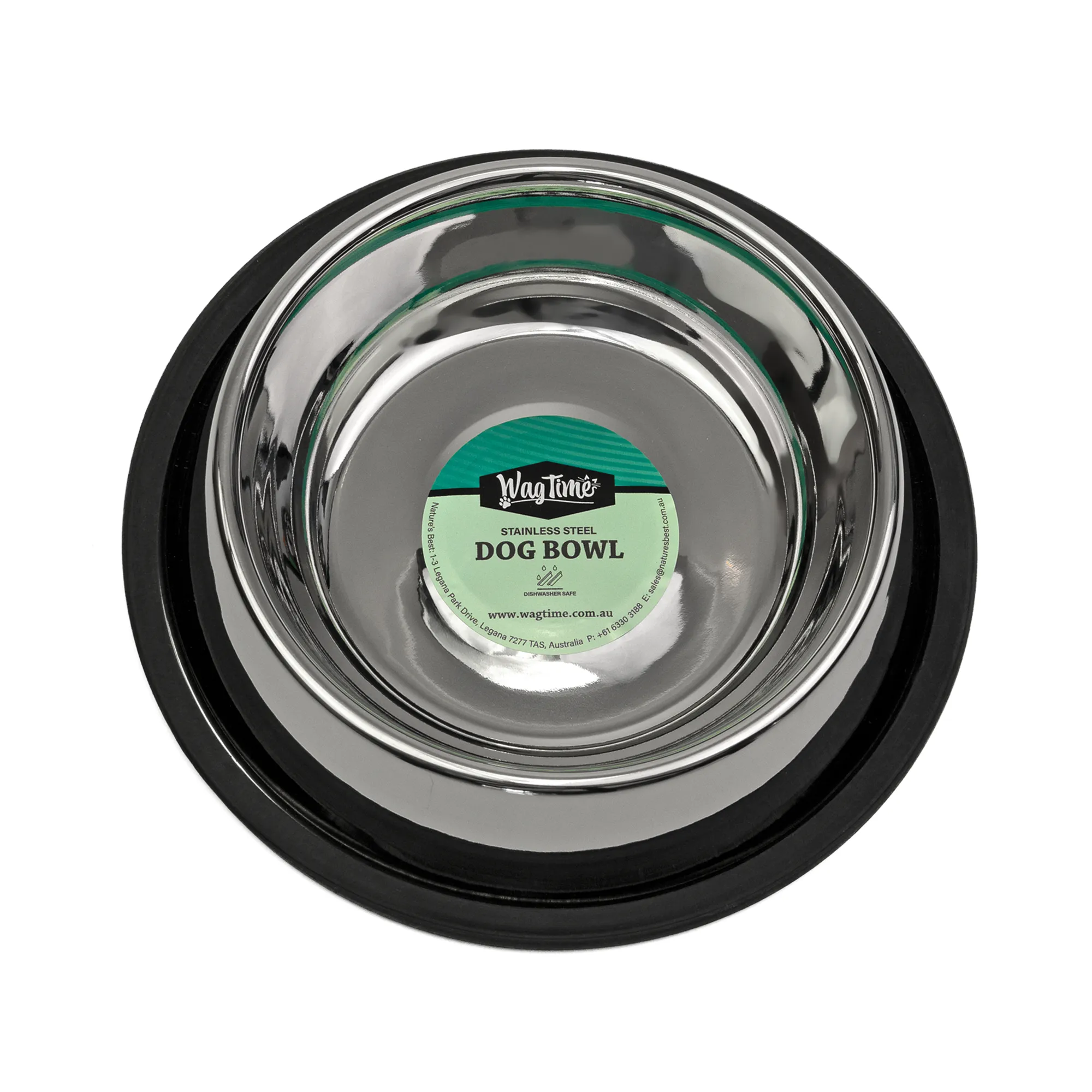 WagTime - Classic Non-tip Stainless Steel Dog Bowl (850ml)