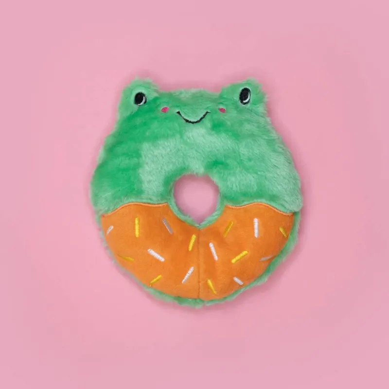 ZippyPaws Donutz Plush Squeaker Dog Toy Frog